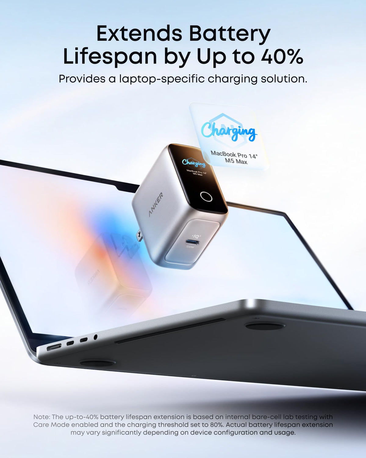 Anker 100W USB-C GaN Charger (Battery Care and Smart Display)