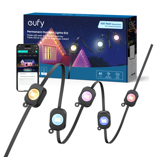 eufy Permanent Outdoor Lights E22 (Black, 100ft)