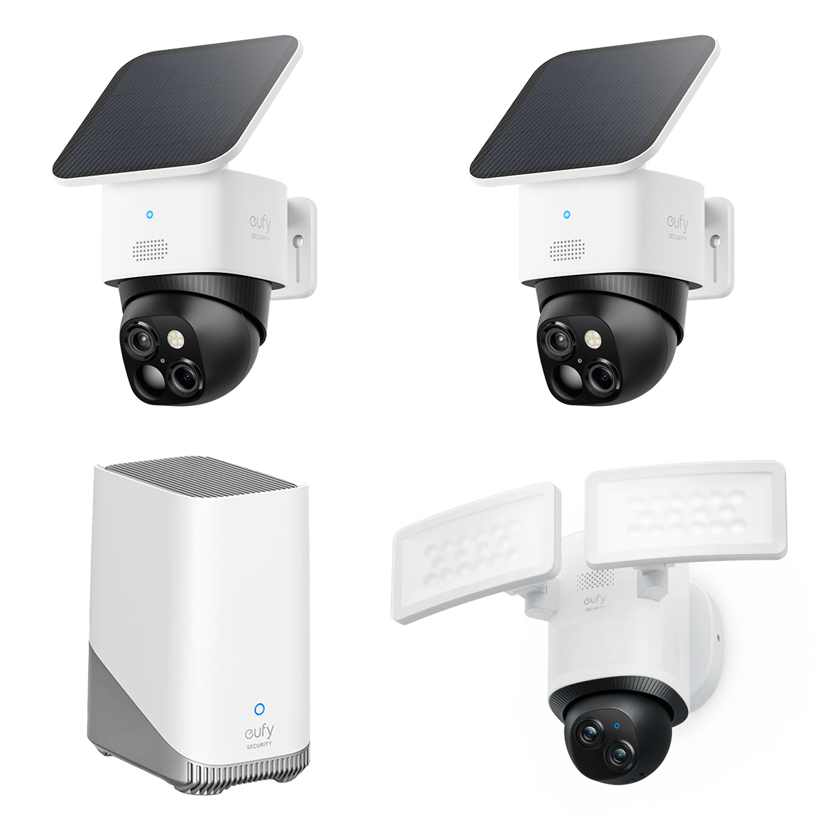 eufy SoloCam S340 (2 pack) + Floodlight Camera E340 + HomeBase S380
