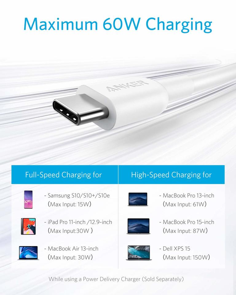 Refurbished Anker Powerline II USB C to USB C 2.0 Cable (6ft)