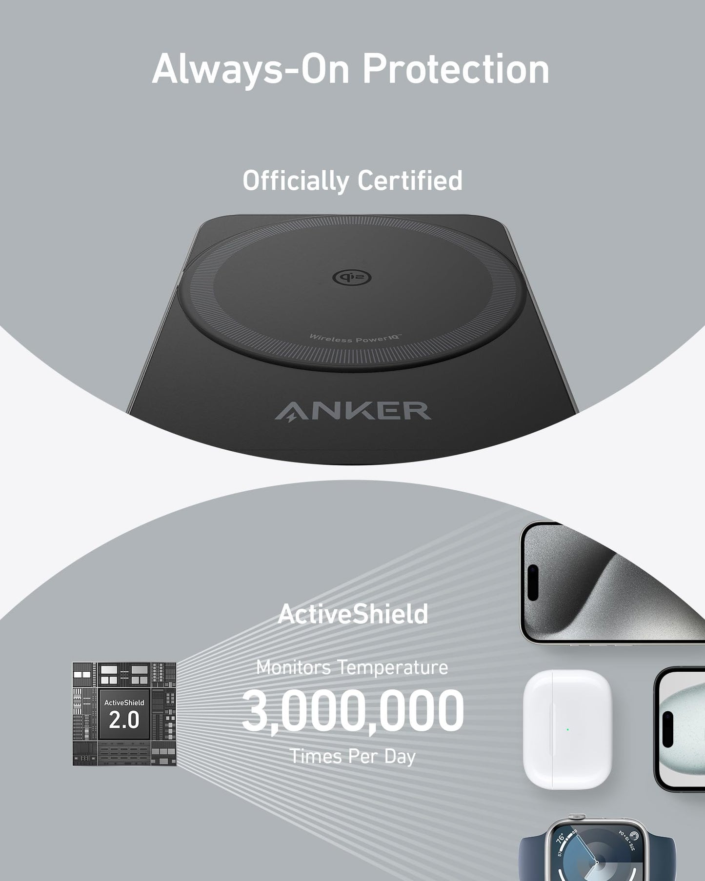Anker MagGo Qi Wireless Charging Base 3-in-1 for Apple