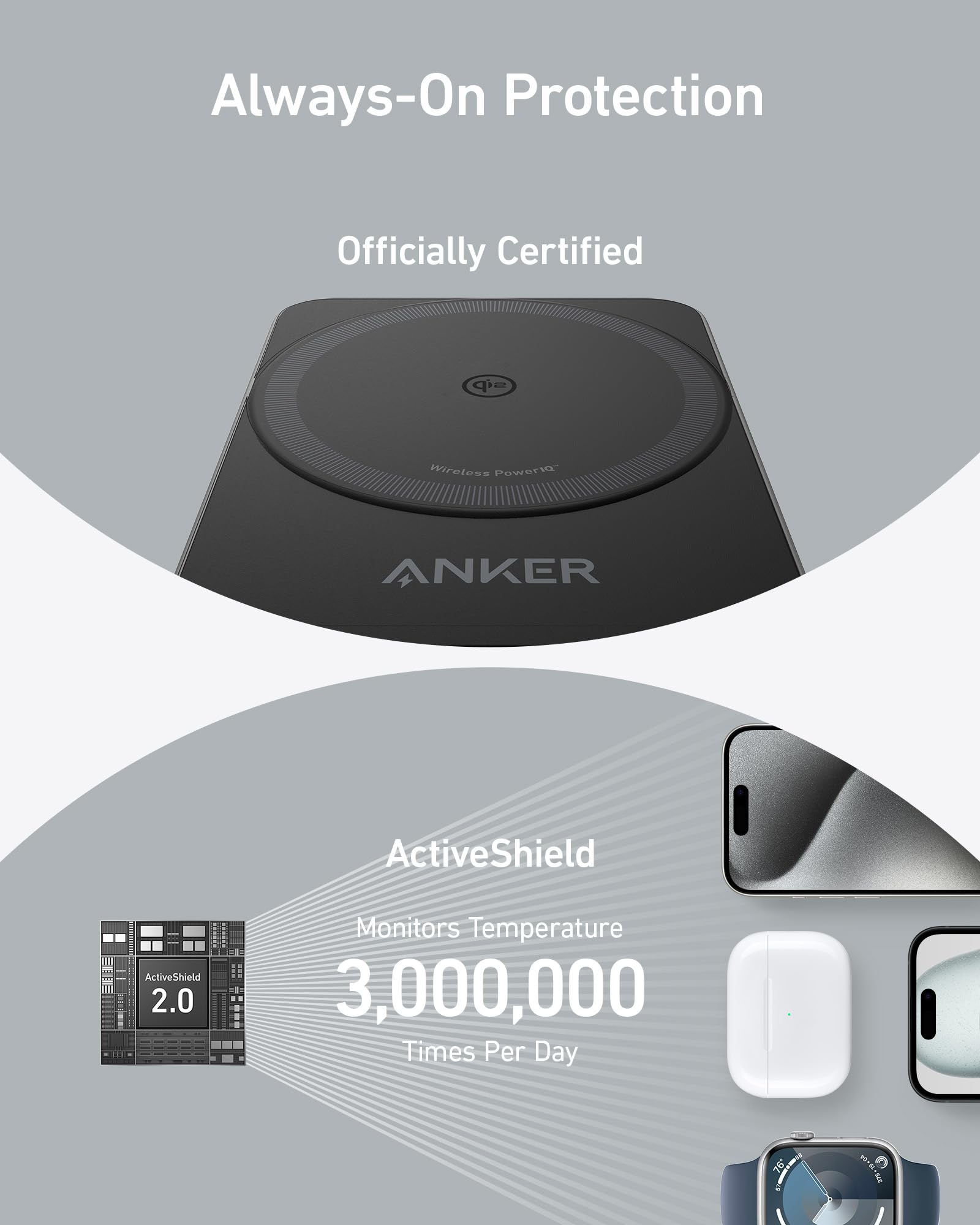 Anker MagGo Qi Wireless Charging Base 3-in-1 for Apple