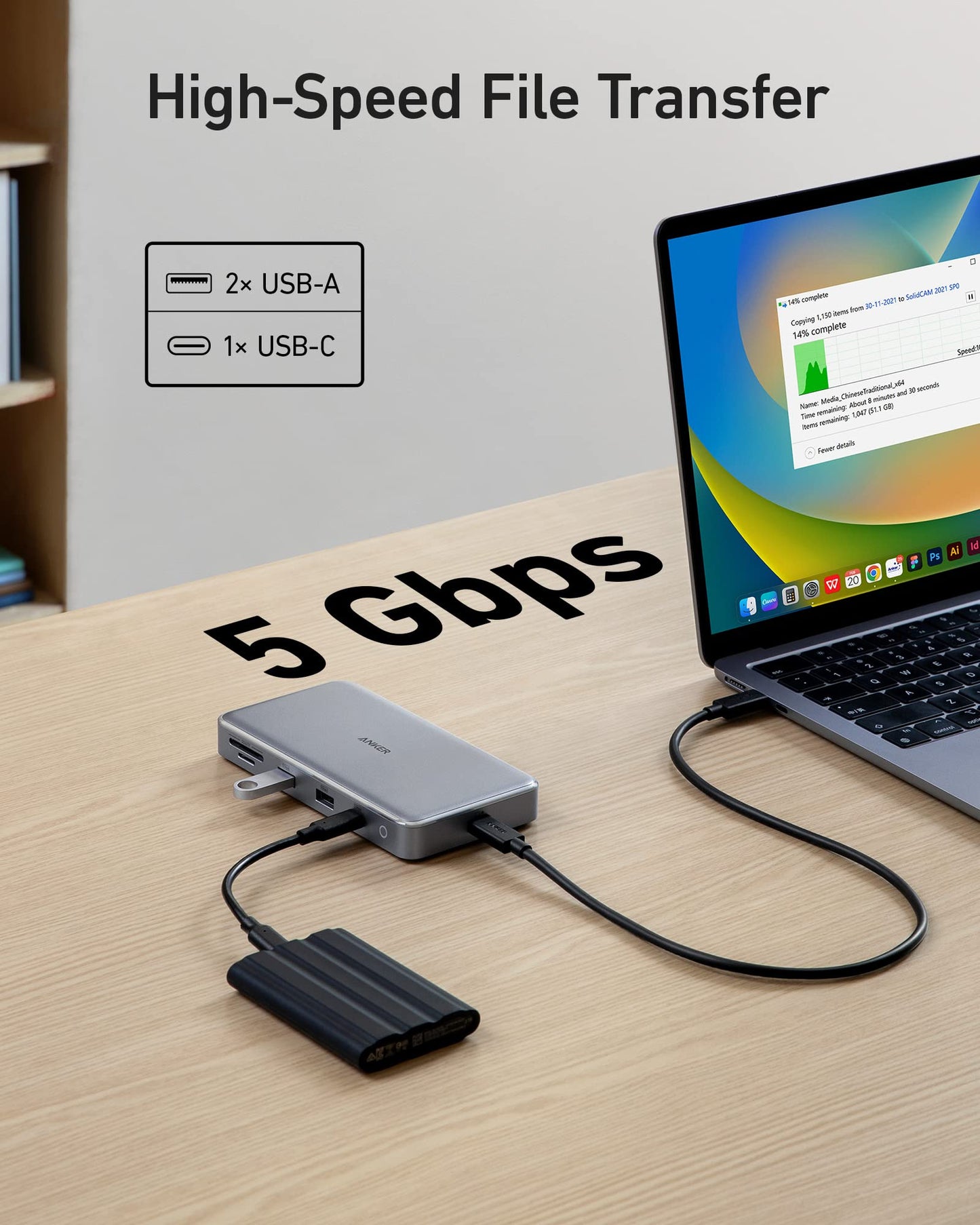 Refurbished Anker <b>563</b> USB-C Hub (10-in-1, Dual 4K HDMI, For MacBook)
