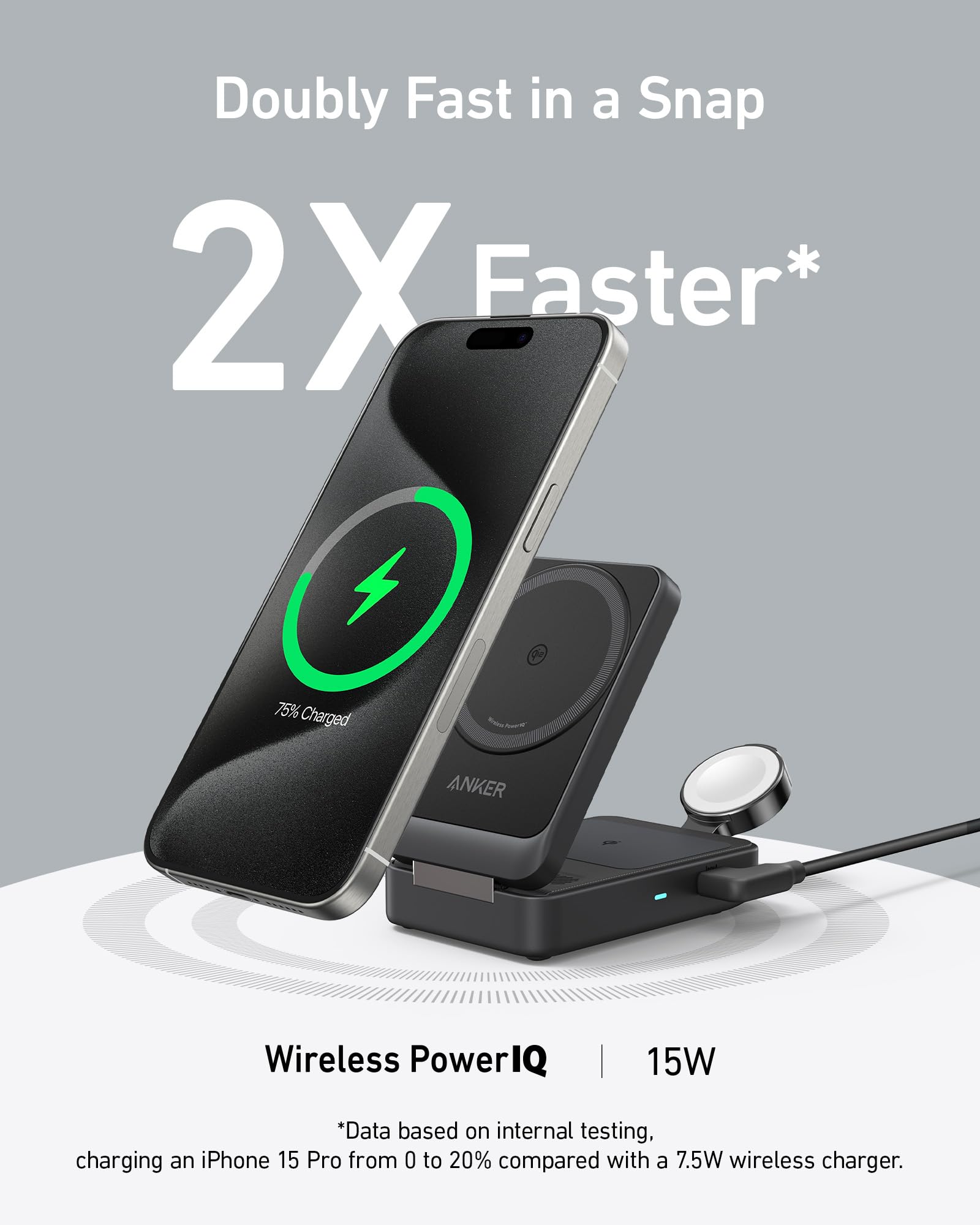 Anker MagGo iPhone Wireless Charger 3-in-1 Charging Station