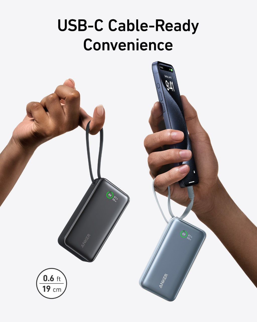 Anker Nano Power Bank 30W 10000mah built-in USB-C cable