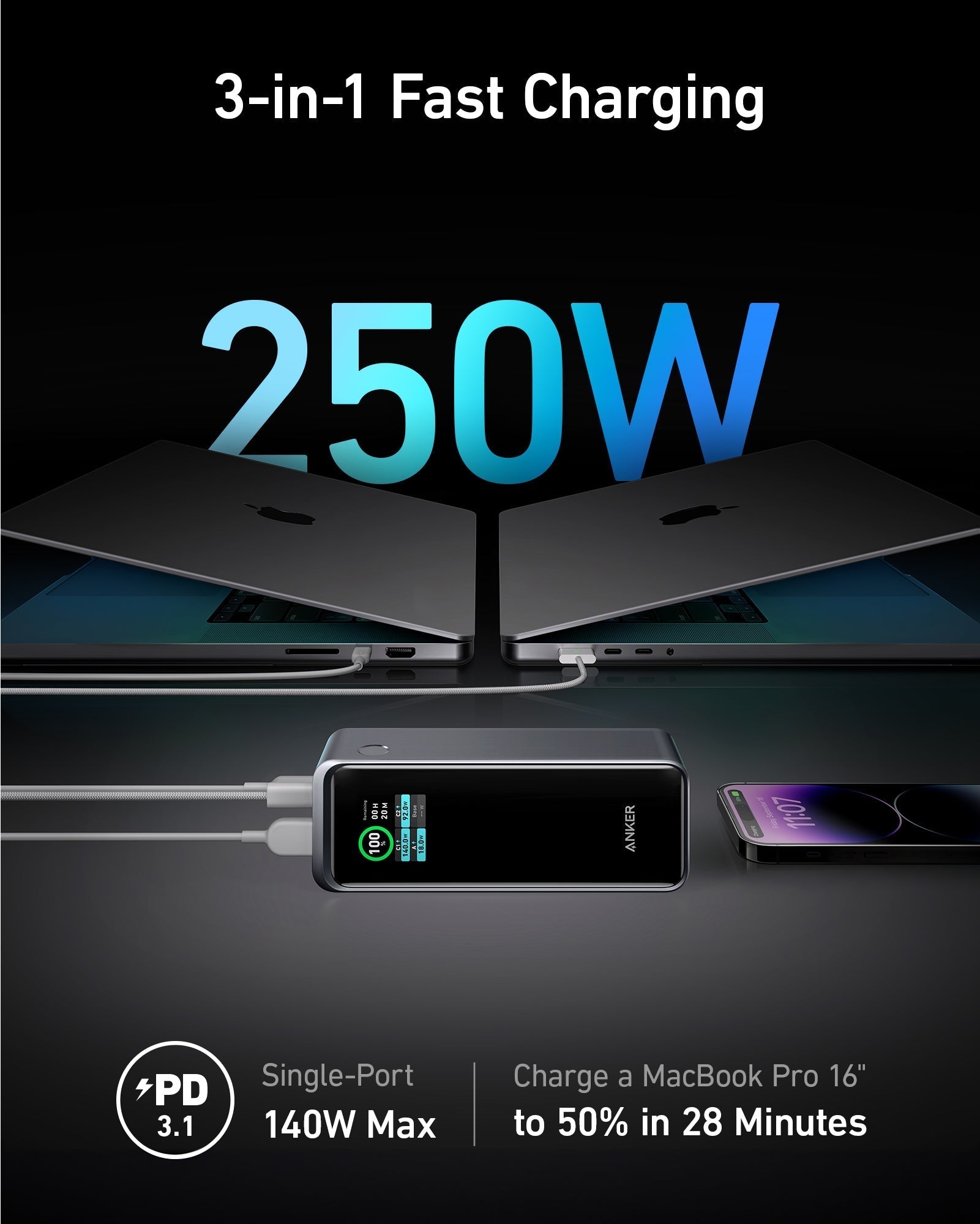 anker prime 27650mAh power bank 250W fast charging
