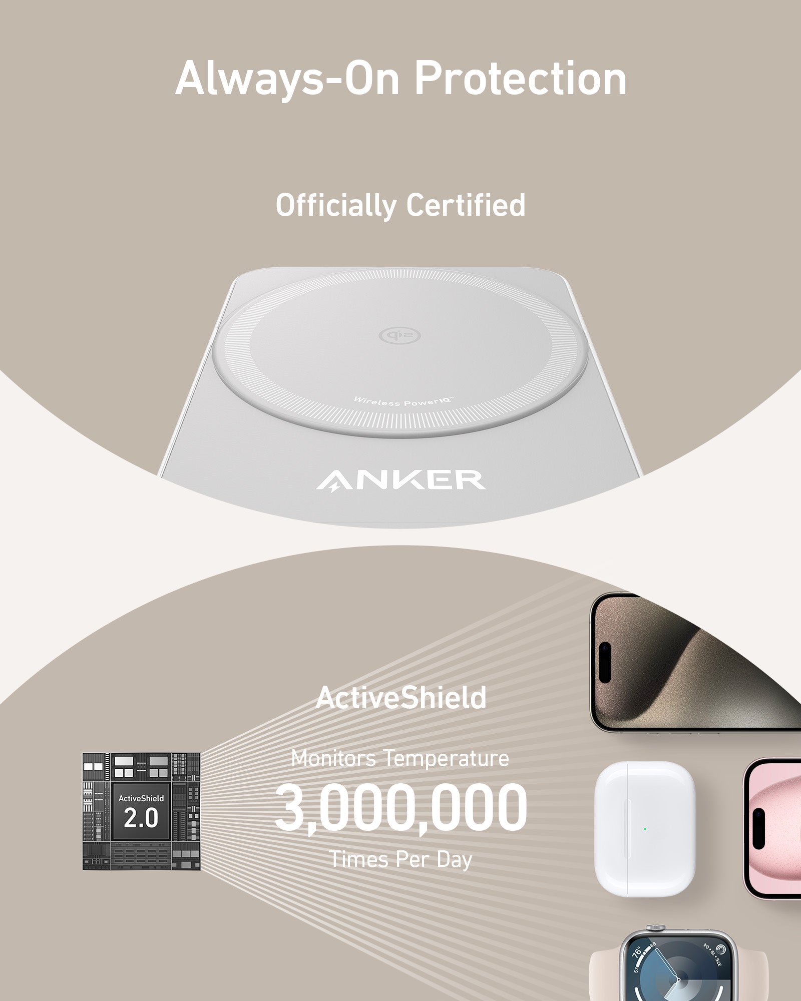 Anker MagGo Qi Fast Charging Station 3-in-1 for Apple