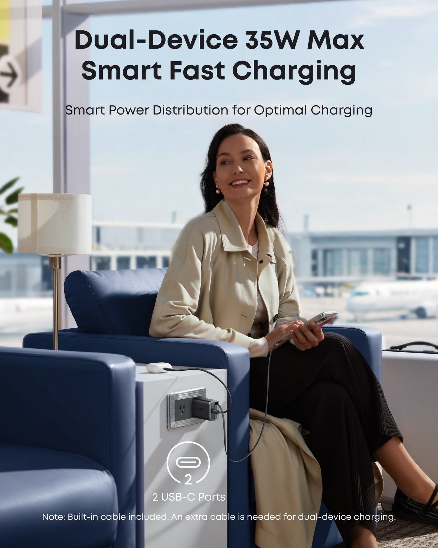 Anker Nano Charger (35W, Built-In Retractable USB-C Cable) Gift