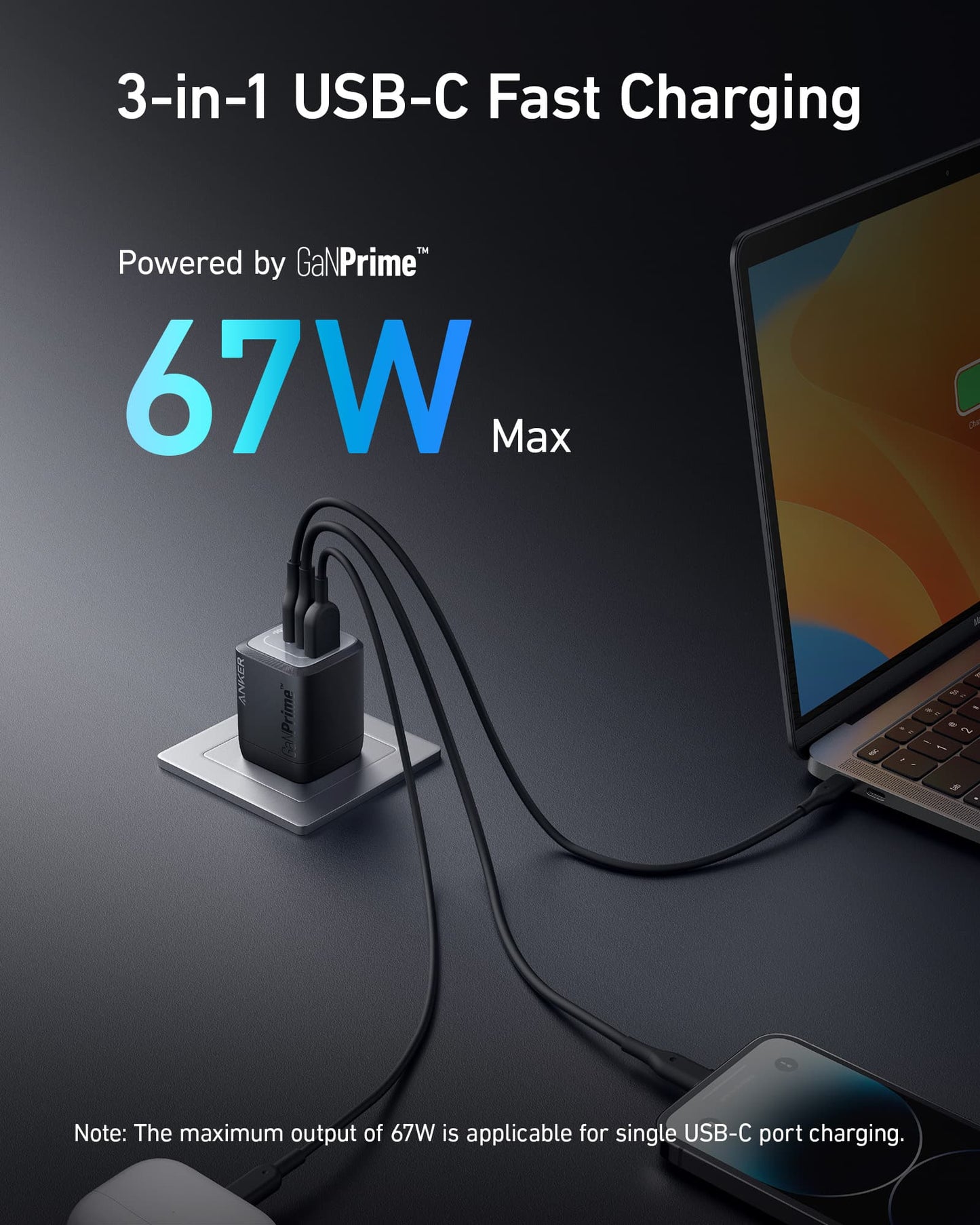 Anker Prime GaN USB-C fast charging for iphone macbook