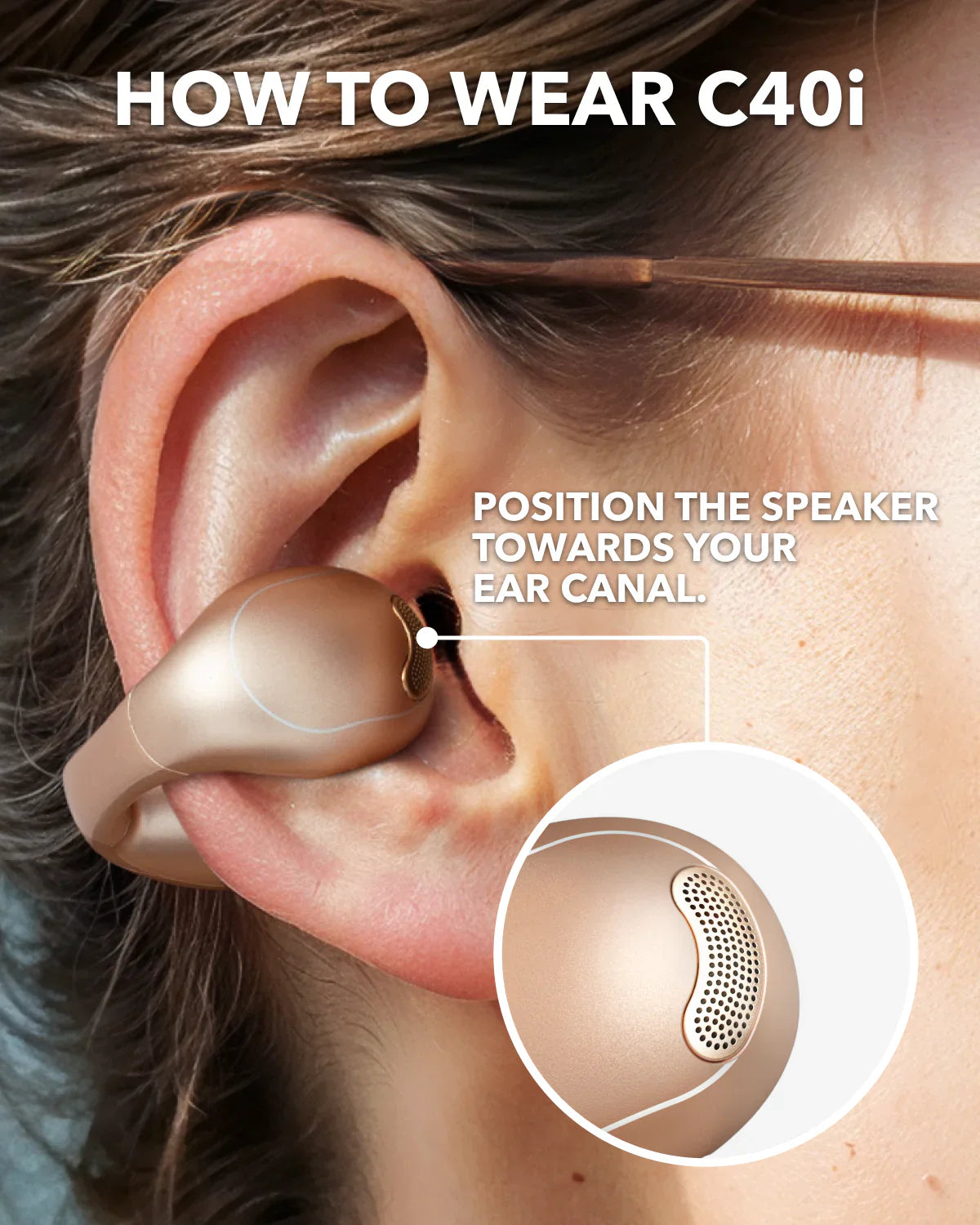 Soundcore C40i clip-on open headphones earbuds for calls