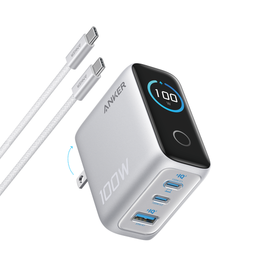 Anker Charger (100W, 3 Ports, Smart Display)
