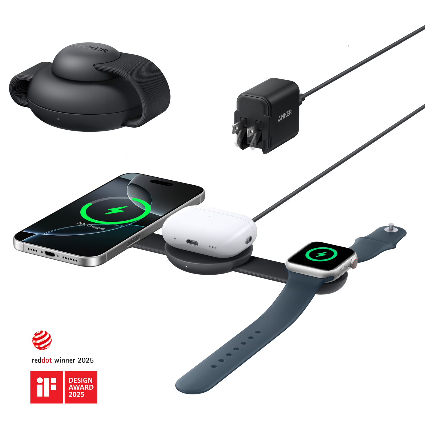 Anker MagGo Wireless Charging Station (3-in-1, Foldable Pad)