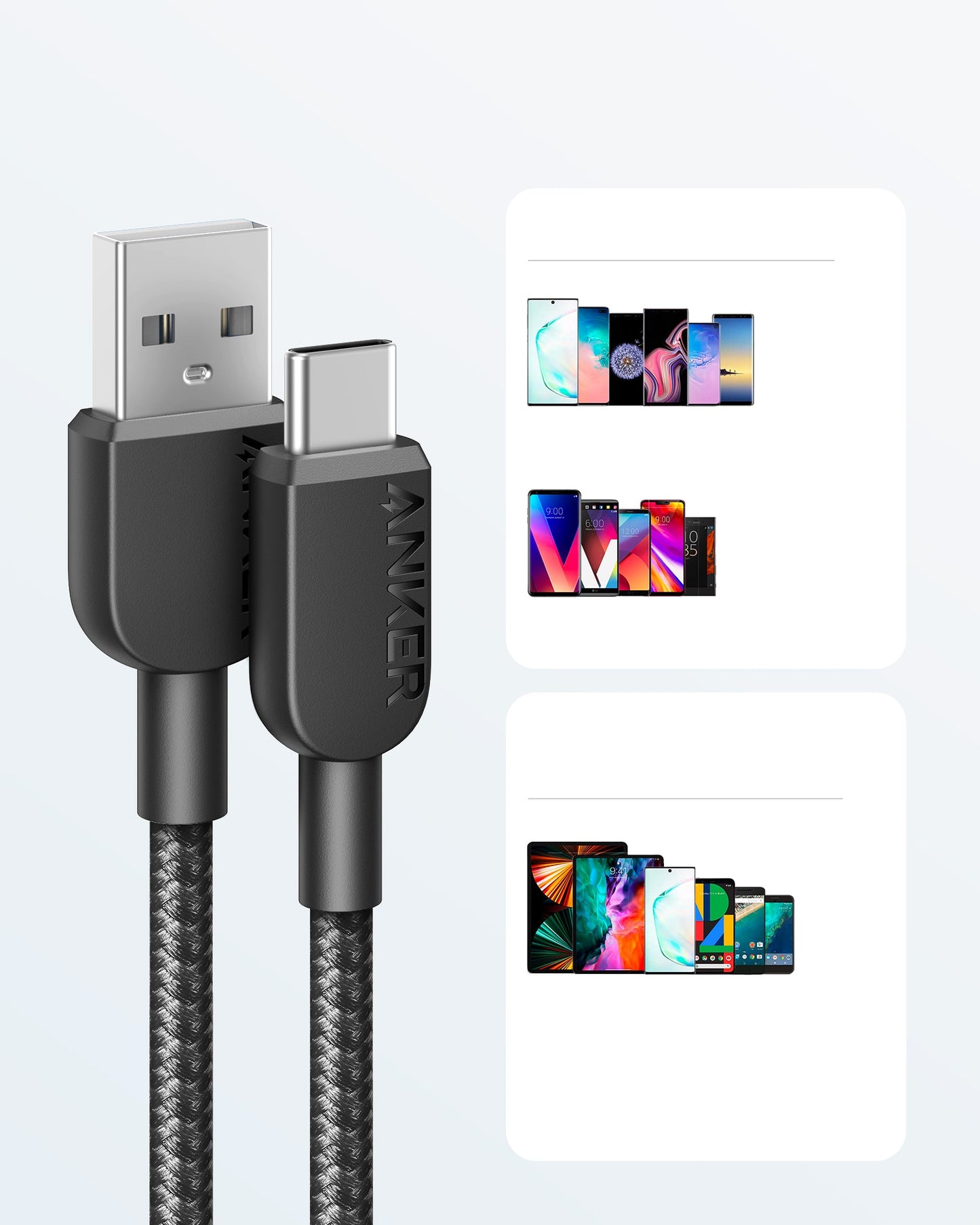Anker <b>310</b> USB-A to USB-C Cable (3 ft Braided) - 2 pack