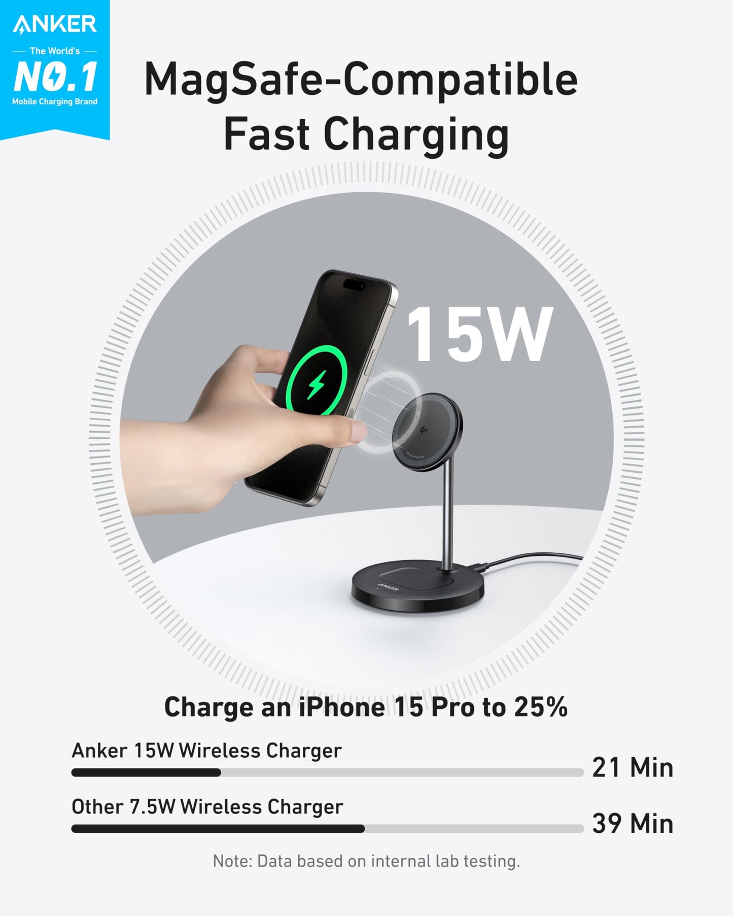 Anker MagGo Wireless Charger (2-in-1 Stand) with 40W Adapter