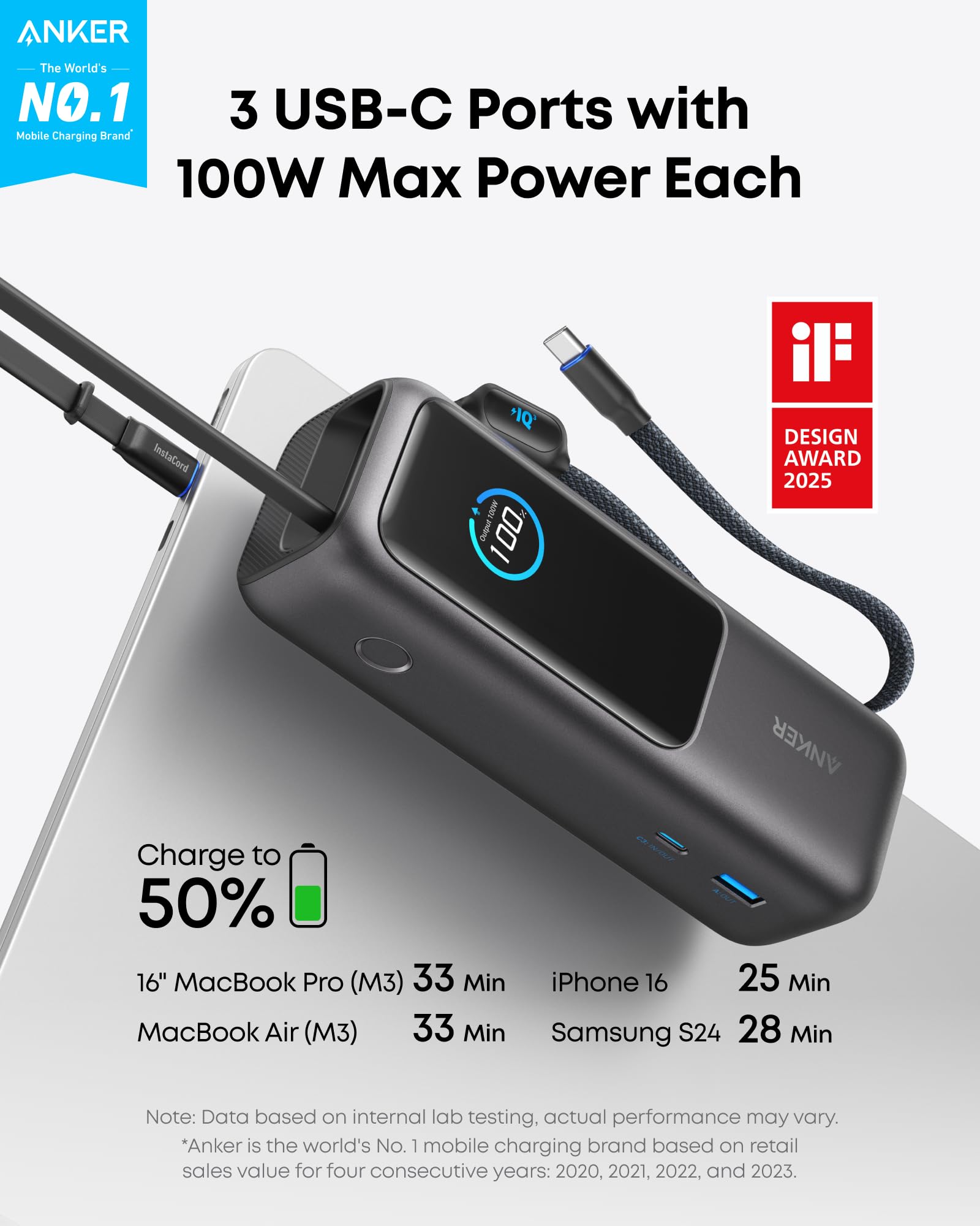 anker portable power bank 3 usb-c ports