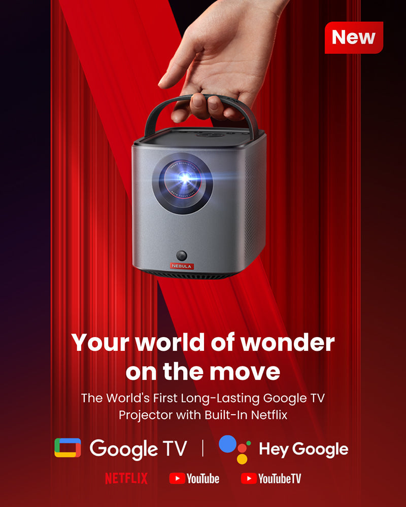 Mars 3 Air | Portable Google TV Projector & 288Wh DC Portable Power Station