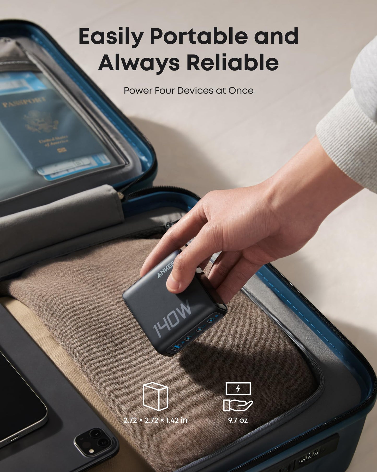 Travel Power Kit | Anker 165W Power Bank and 140W 4-Port Laptop Charger