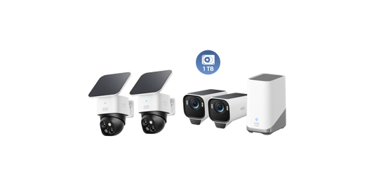 eufyCam S3 Pro 2-Cam Kit + SoloCam S340(2 pack) + 1 TB Hard Drive