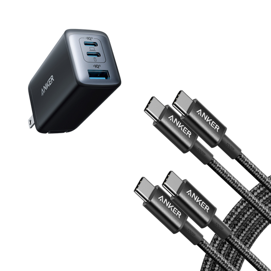 Anker 65W Charger and 6ft 2-Pack Nylon USB-C Cable