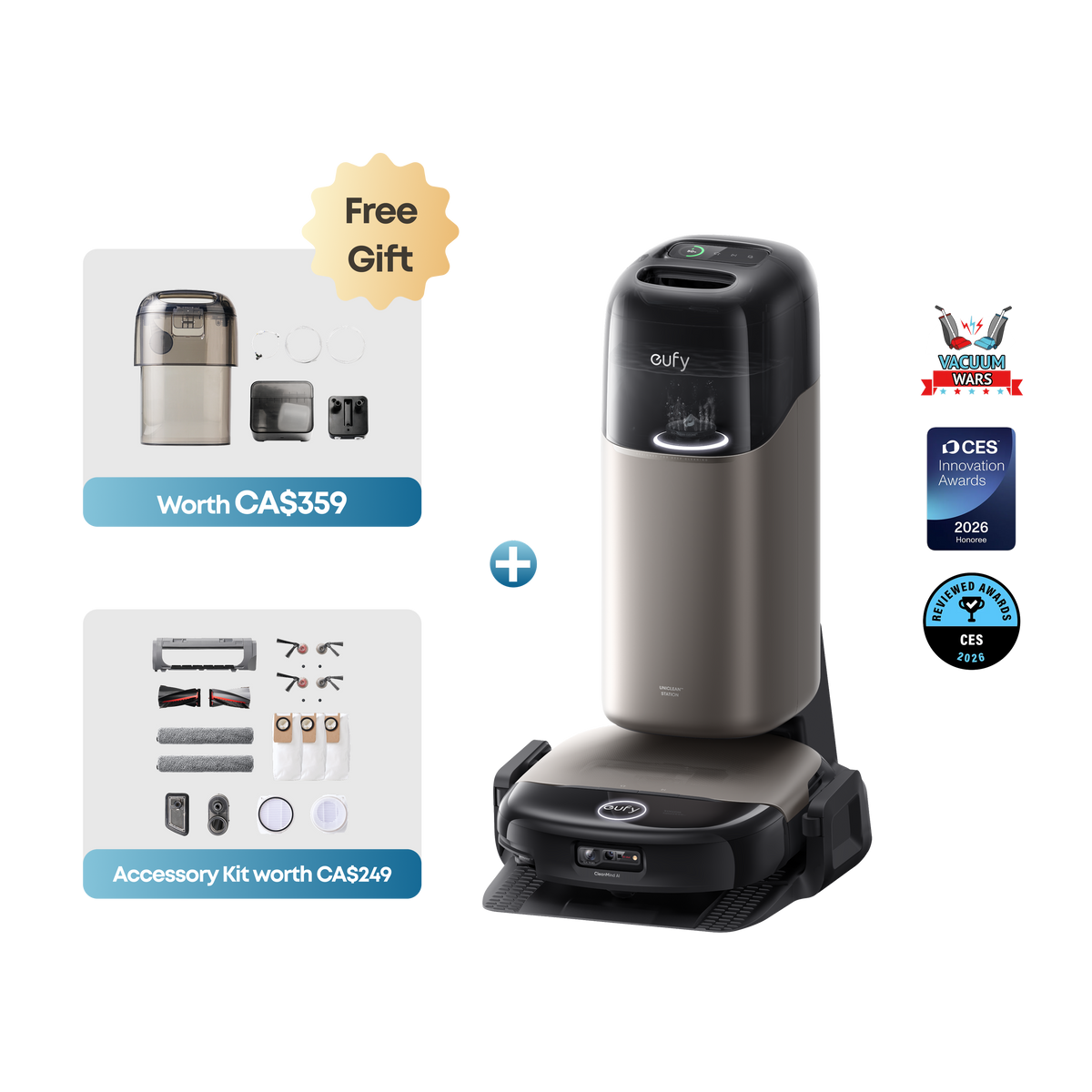 Aspirateur robot eufy Omni S2 + Kit d'accessoires