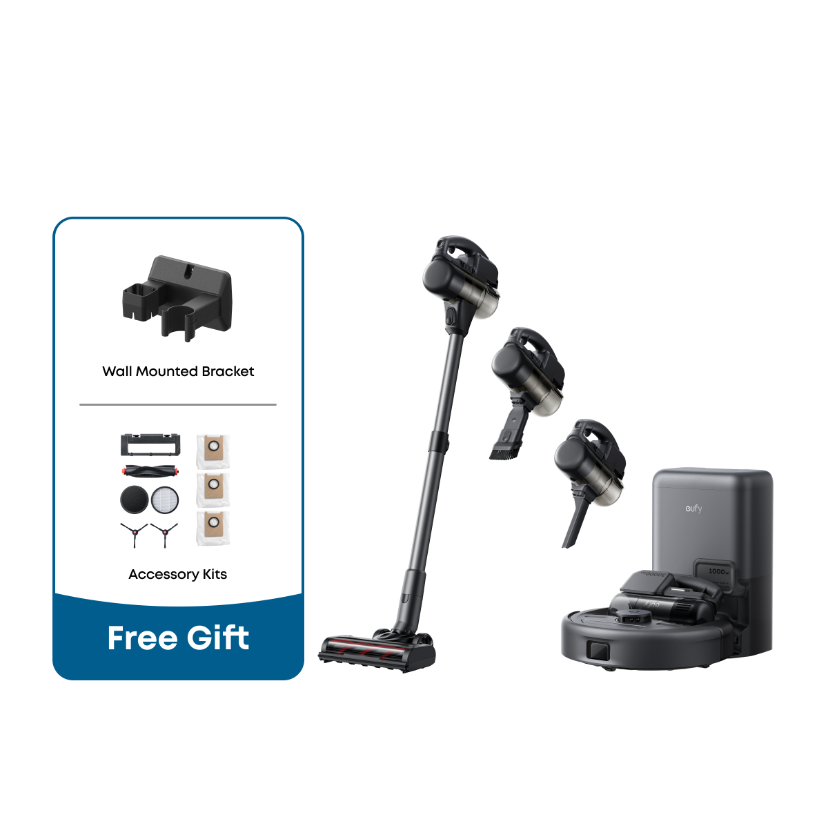 eufy Robot Vacuum 3-in-1 E20 + Accessories Kit + Wall Mounted Bracket
