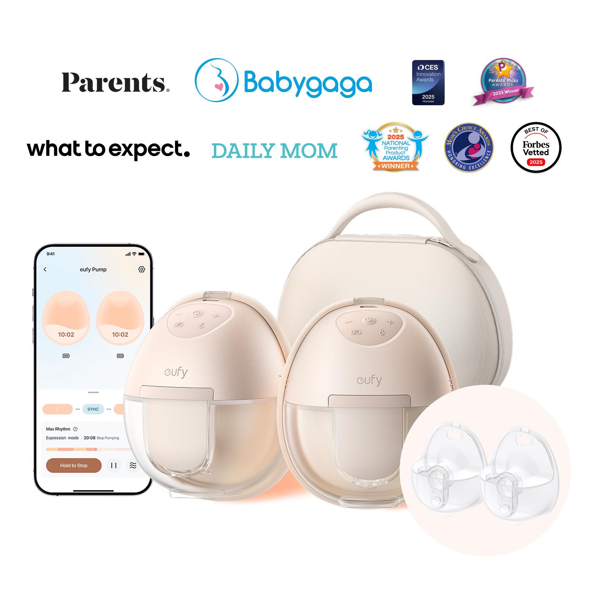 Wearable Breast Pump S1 Pro + Replacement Milk Container (2-Pack)